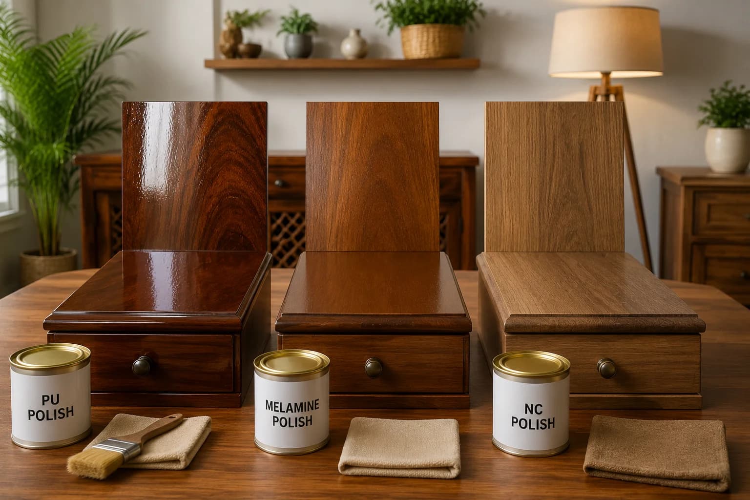 PU Polish vs Melamine vs NC Polish: Which Wood Finish is Best for Your Furniture? (Complete Guide 2026)
