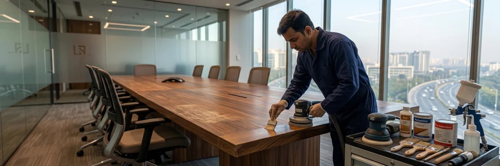 Commercial Wood Polishing & Restoration in Delhi NCR (2026): B2B Guide for Offices, Restaurants & Retail Spaces